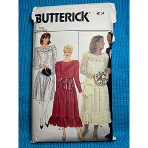 Butterick Sewing Pattern 6154 dress drop waist ruffle hem wedding dress size8 10